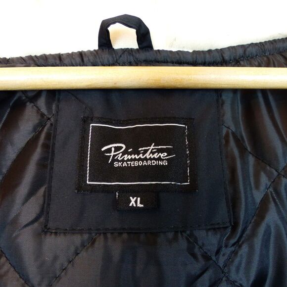 Primitive Skateboarding Varsity Jacket Mens XL Black Hoodie Quilted Lined Bomber - Picture 6 of 10